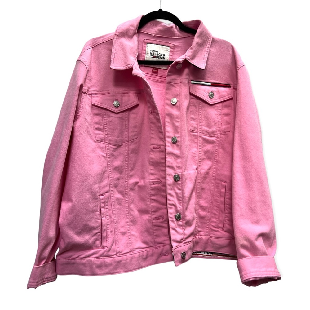 Tommy Hilfiger pink oversized denim jacket